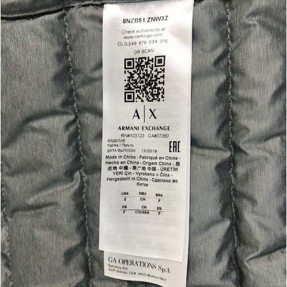 ARMANI EXCHANGE Down Puffer Bomber Jacket Men S Black Everyday Travel Stylish - Picture 11 of 15